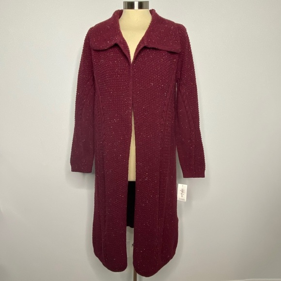 Style & Co Burgundy Duster Cardigan - Picture 3 of 14